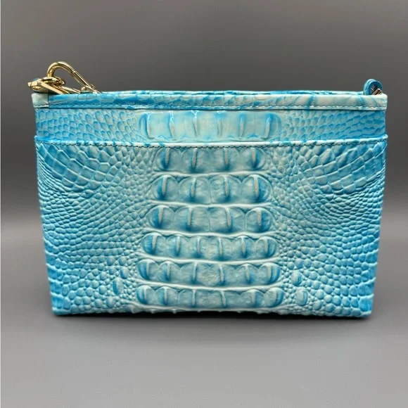 AUTH Brahmin Blue Crocodile Embossed Bag - Picture 2 of 5